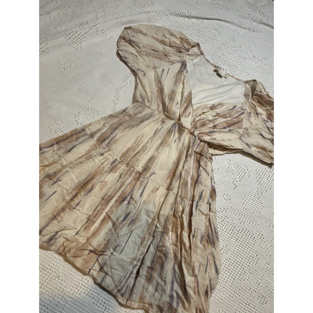 Nanamacs Flower In The Desert Tiered Mini Dress Cream Tan Pink Medium